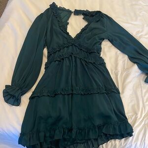 Teal Ruffle Long Sleeve Dress